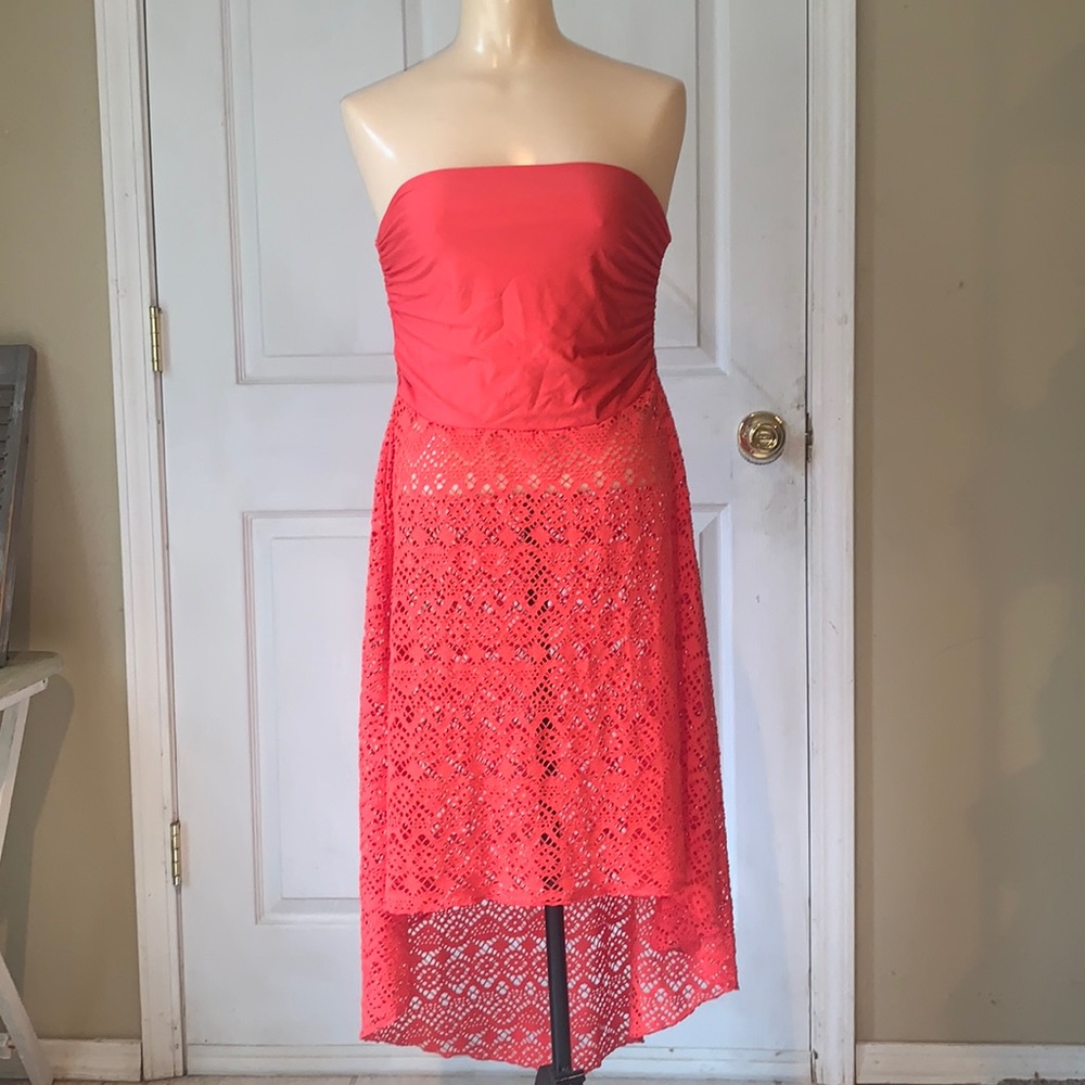 Orange Pink Bisou Bisou Coverup with Lace like Detail Size S/M